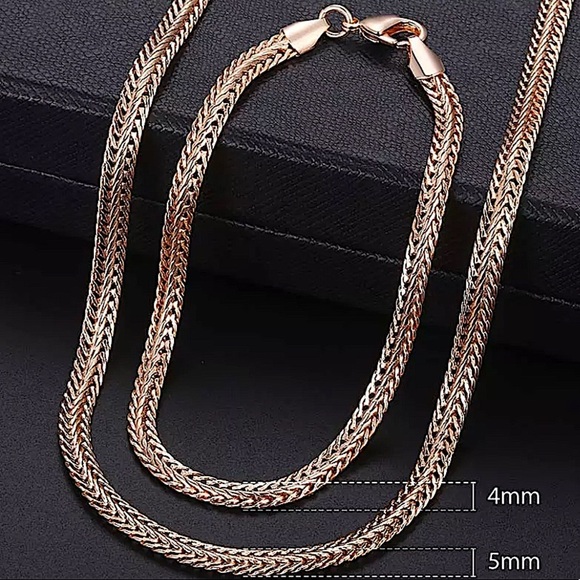 Rose Gold Chain Necklace Bracelet Matching Set - Picture 2 of 3